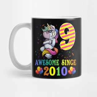 9 Years Old 9th Birthday Unicorn Dabbing Mug